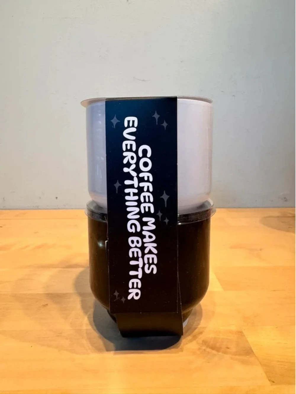 Black & White Stackable Mug Set “Coffee Makes Everything Better”  NWT